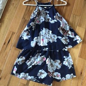 Navy blue floral romper!